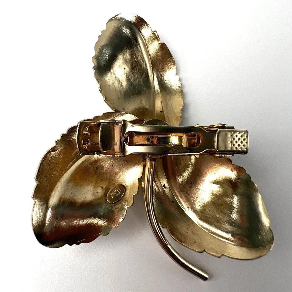 Hobe Gold Tone Flower Hair Clip French Barrette MCM Vintage RARE Please Read
